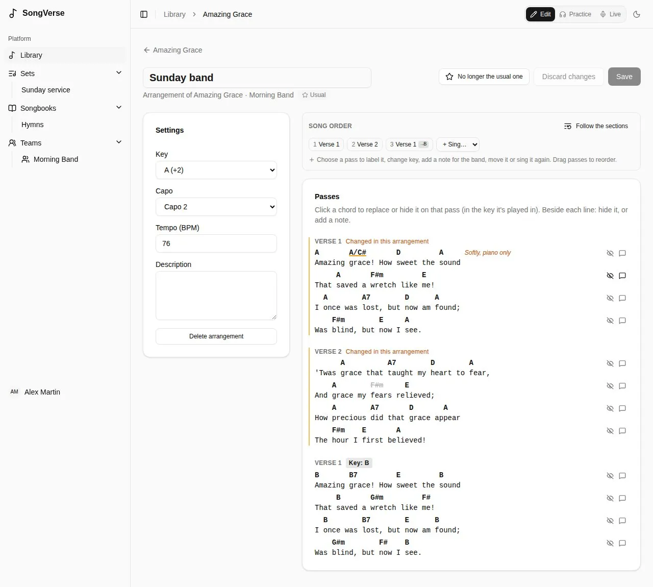 The arrangement editor